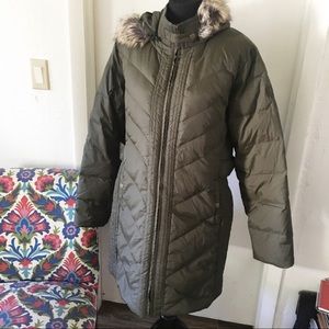 LARRY LEVINE olive green long puffy jacket